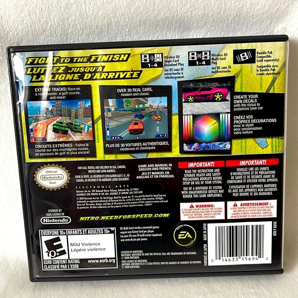 Nintendo DS Need For Speed Nitro Game & Manual